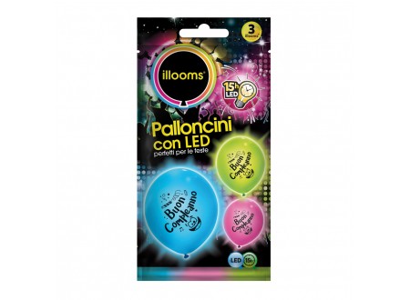 PALL. LED ILLOOMS - BUON COMPLEANNO - 3 PZ